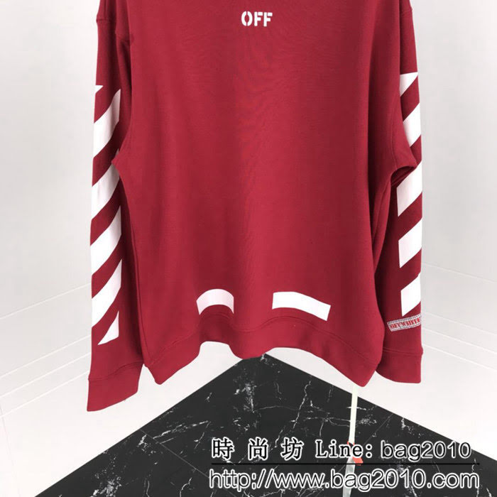 OFFwhite18ss 酒紅色箭頭基礎款 套頭衛衣 情侶款 ydi1108